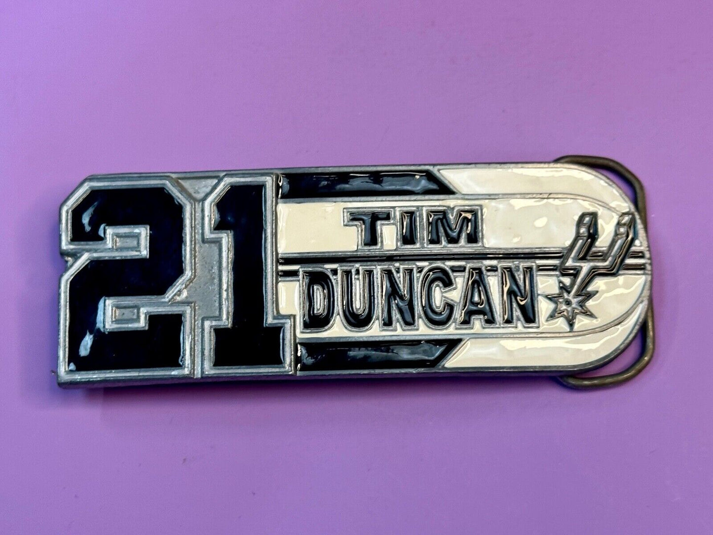 #21 Tim Duncan Texas NBA SAN ANTONIO SPURS Great American Products Belt Buckle