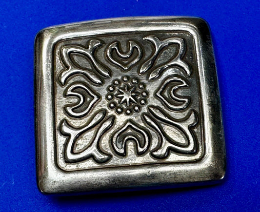 Tribal Ethnic Pattern Hippy Boho Silver Tone Belt Buckle Made in Taiwan