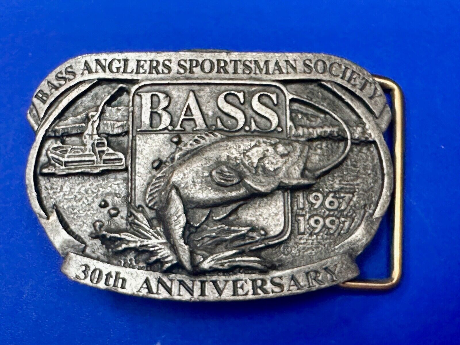1997 BASS Bass Anglers Sportsman Society Fishing 30th anniversary belt buckle