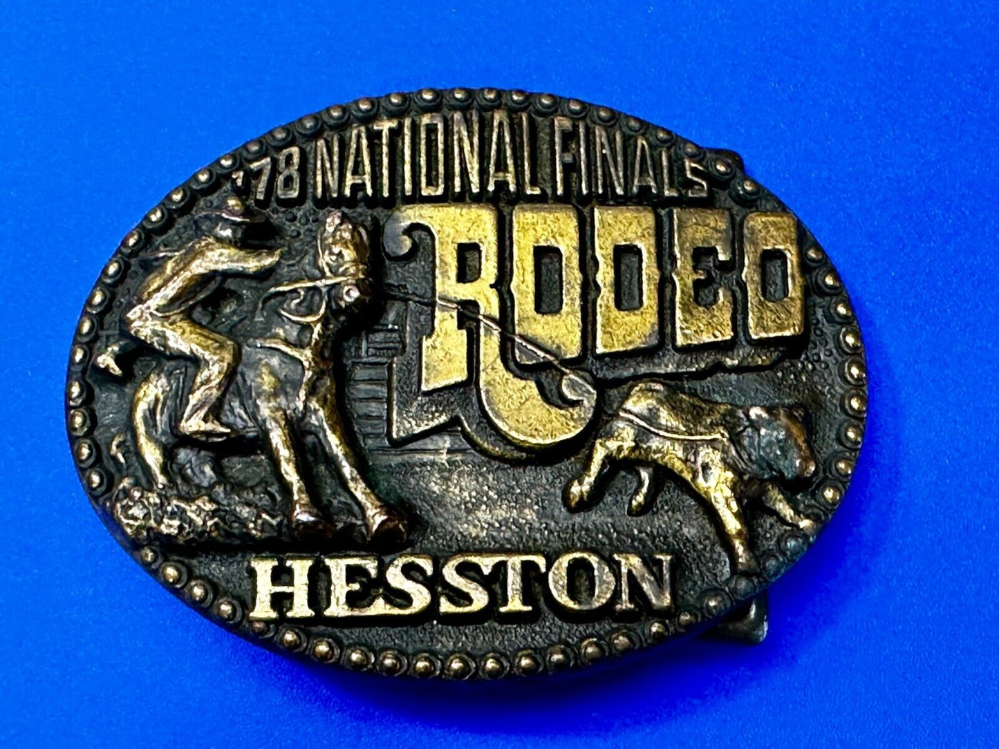 1978 Hesston National Finals Rodeo NFR Rodeo Cowboys NOS Western Belt Buckle