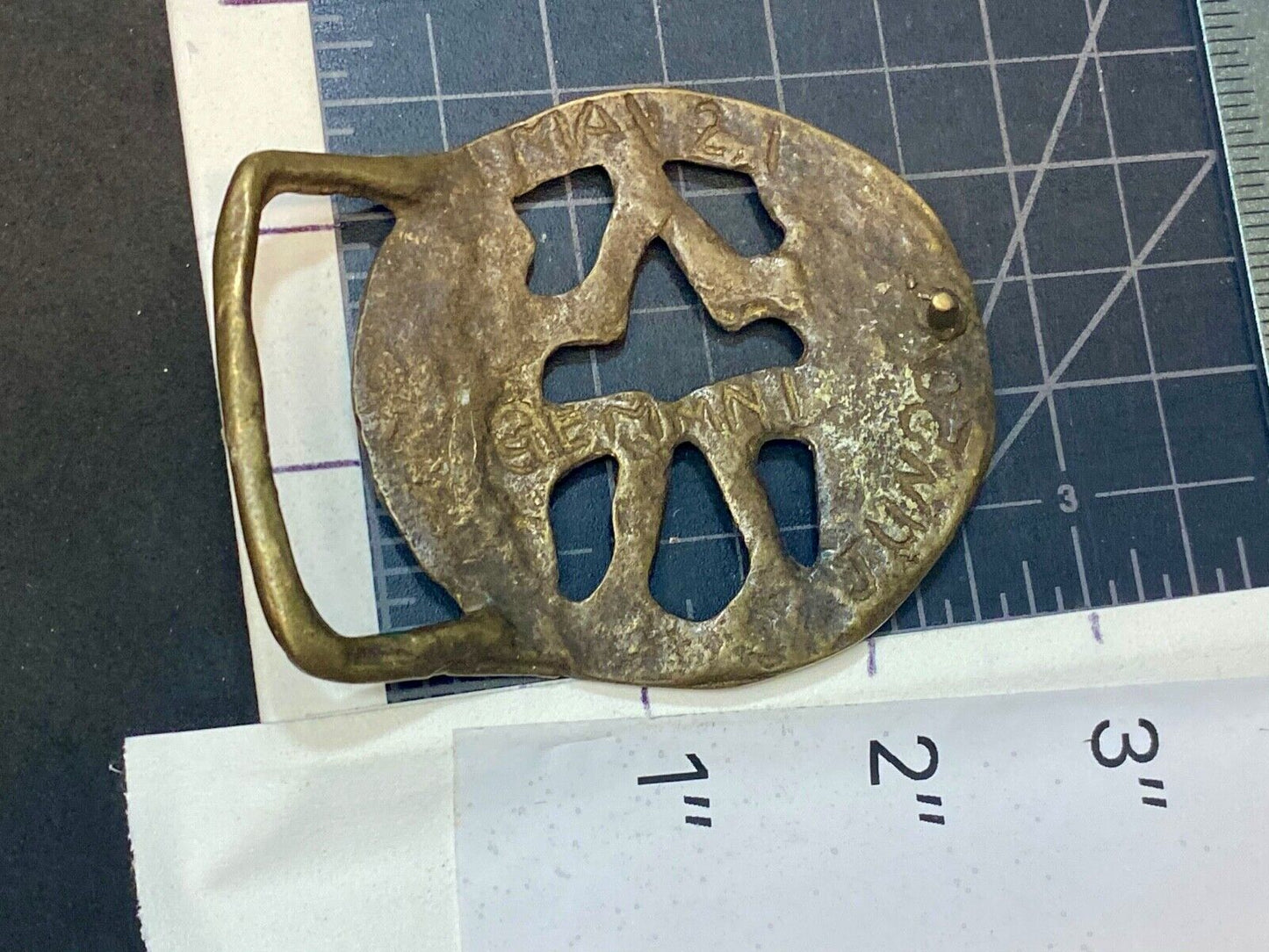 Vintage Hippie round Gemmni Twins Horoscope Astrological belt buckle 