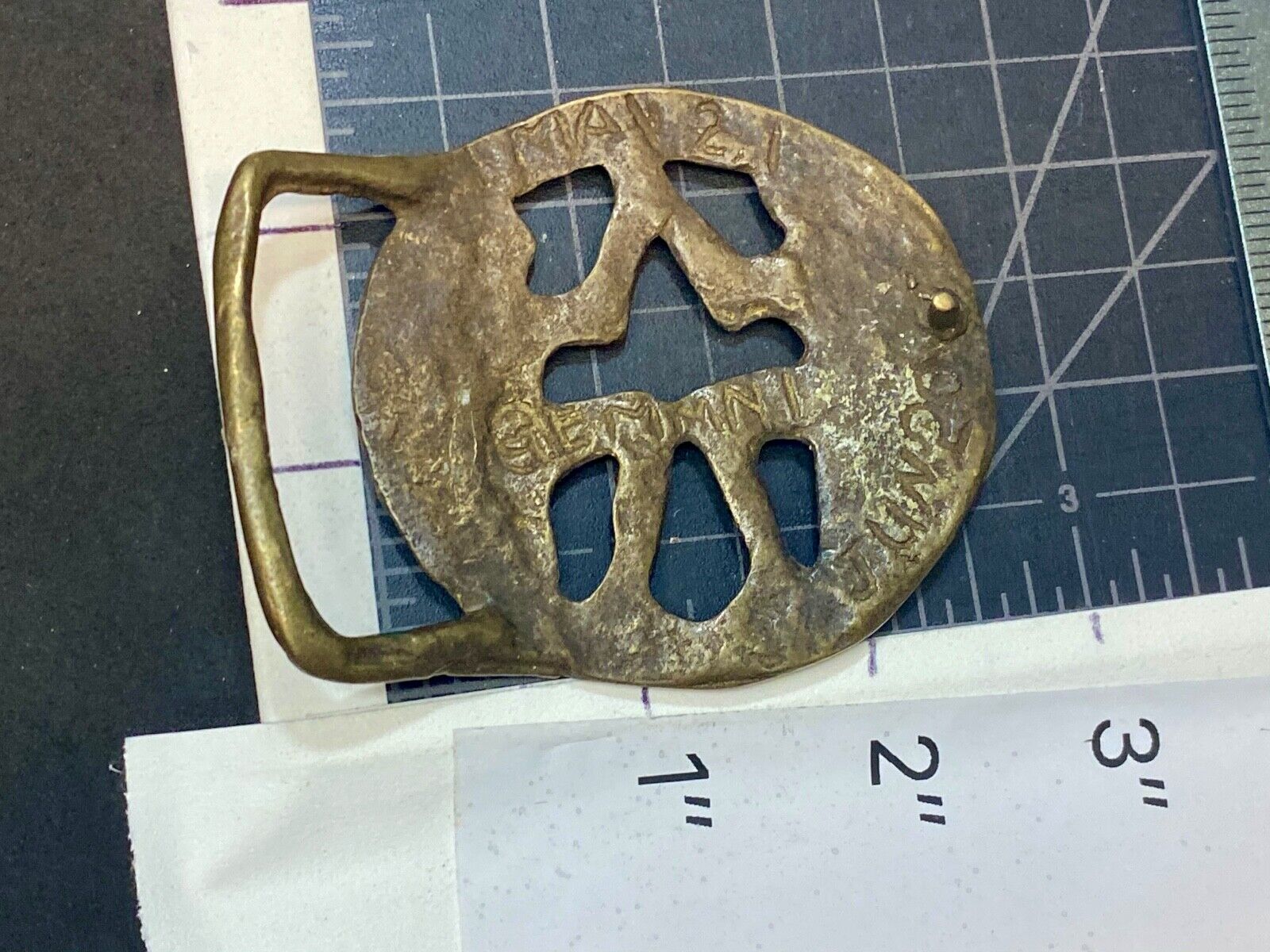 Vintage Hippie round Gemmni Twins Horoscope Astrological belt buckle 