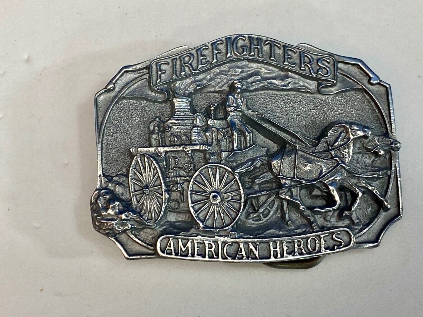 1988  Fire Fighters Firefighters American Heroes Pewter Belt Buckle 