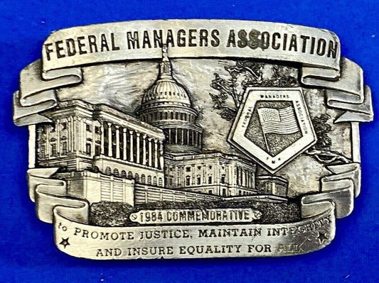 Vintage 1980'S Federal Managers Association 1984 Commemorative Belt Buckle 