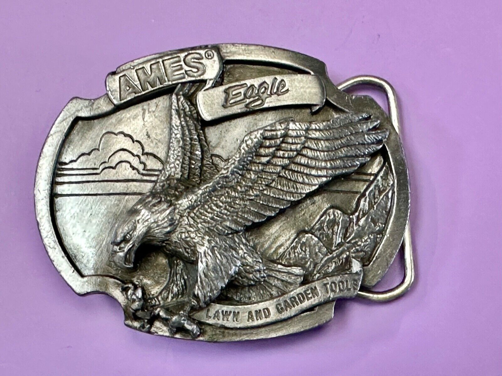 Ames Eagle Lawn and Garden Tools vintage 1987 Siskiyou belt buckle