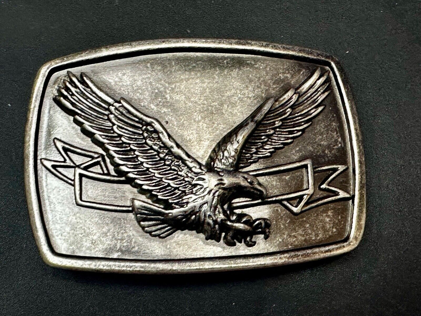 American Eagle Diving Hunting Flying With Ribbon Scroll Belt Buckle