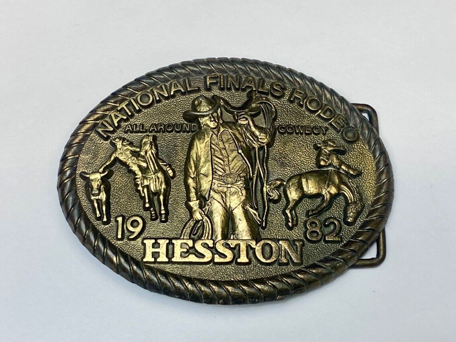 1982 Hesston Eighth edition Nation Finals Rodeo NFR Cowboy western belt buckle