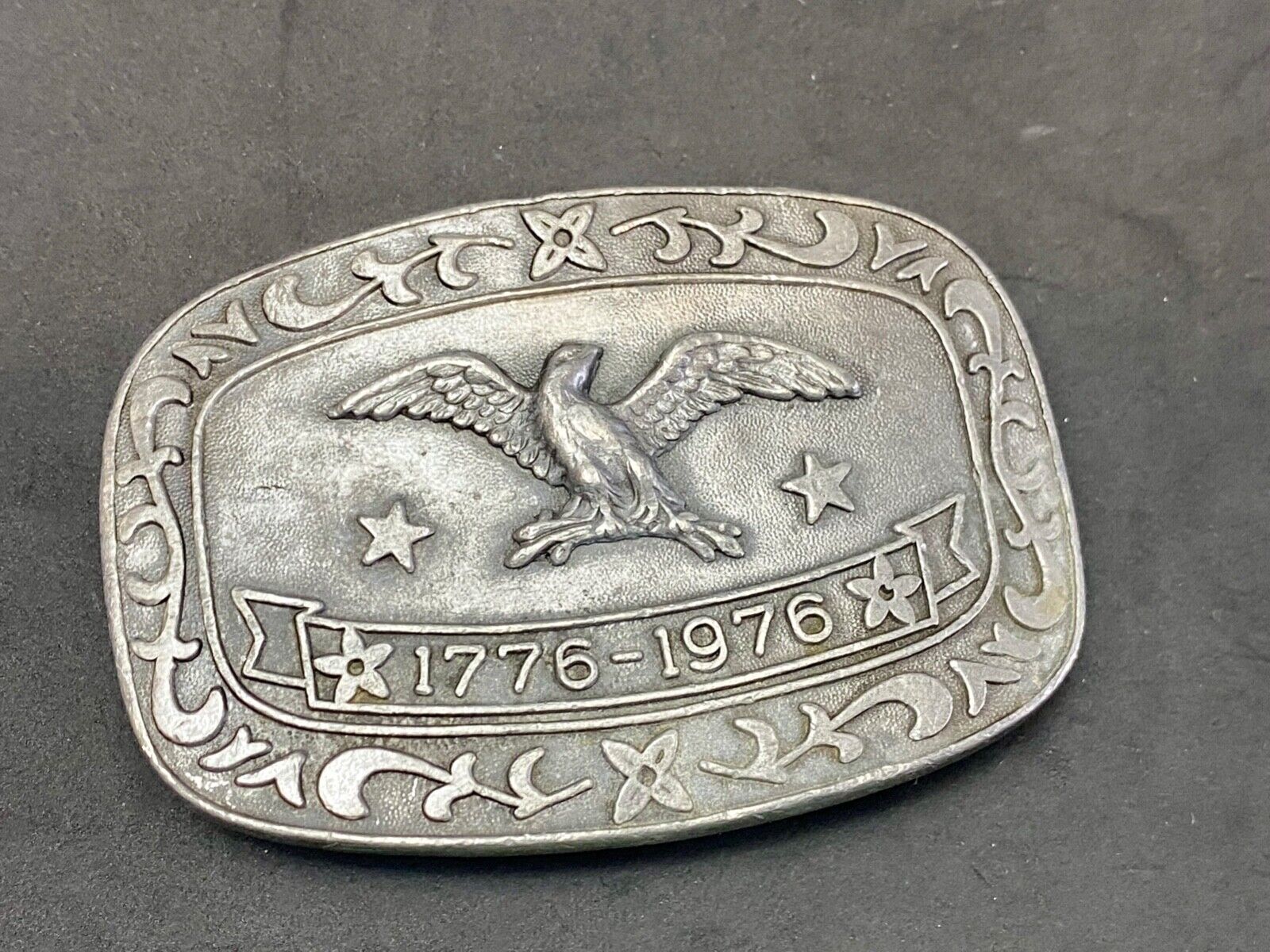 Bicentennial Celebration Patriotic repaired belt buckle by Celebrity