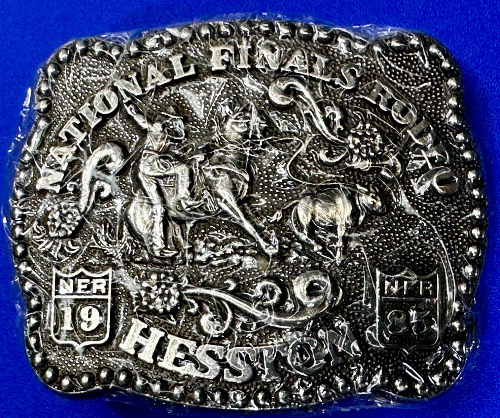 1985 Hesston National Finals Rodeo NFR Rodeo Cowboys NOS Youth Size Belt Buckle