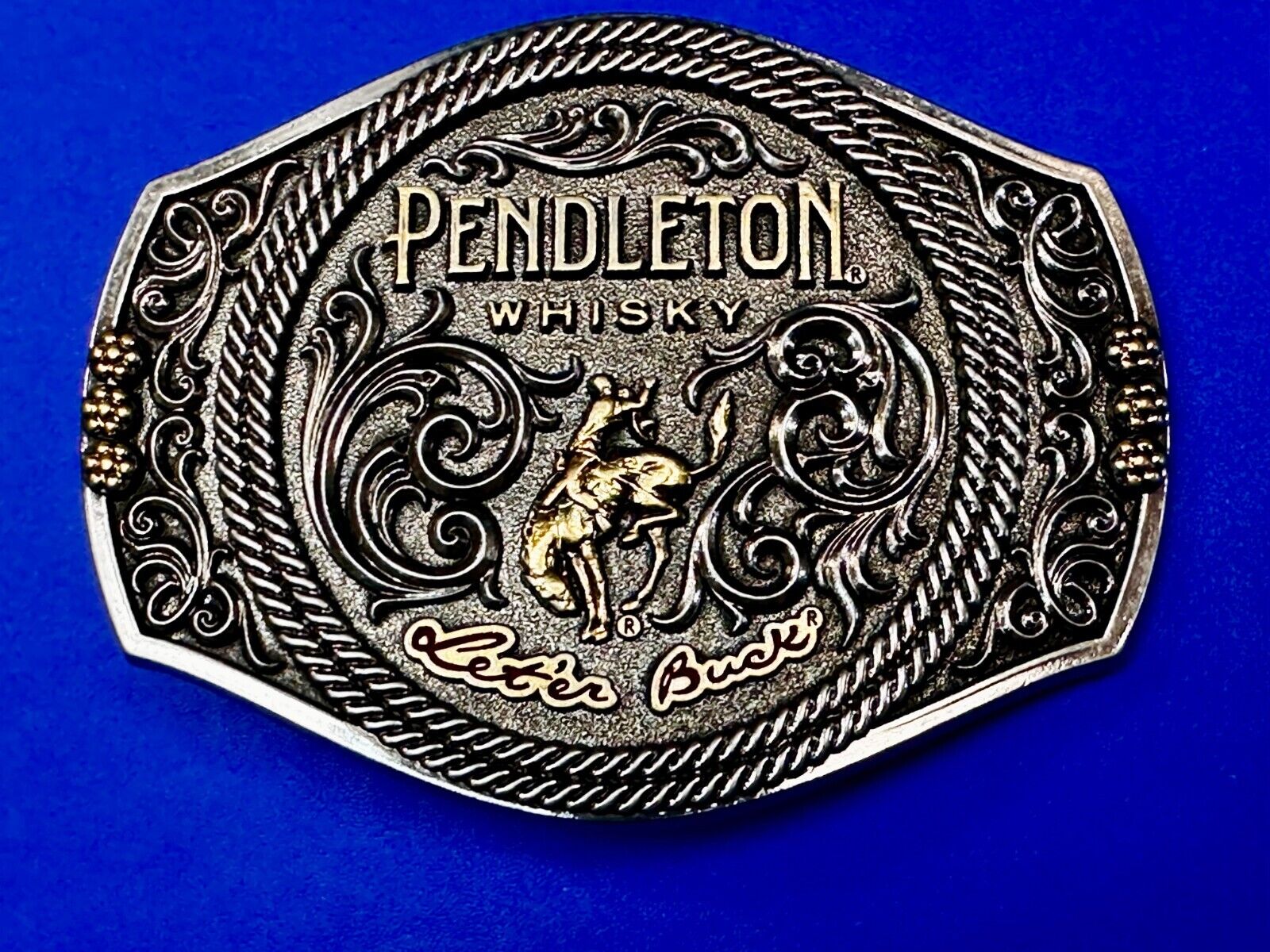 2021 Pendleton Whiskey Let'er Buck Rodeo Cowboy Montana Silversmiths Belt Buckle