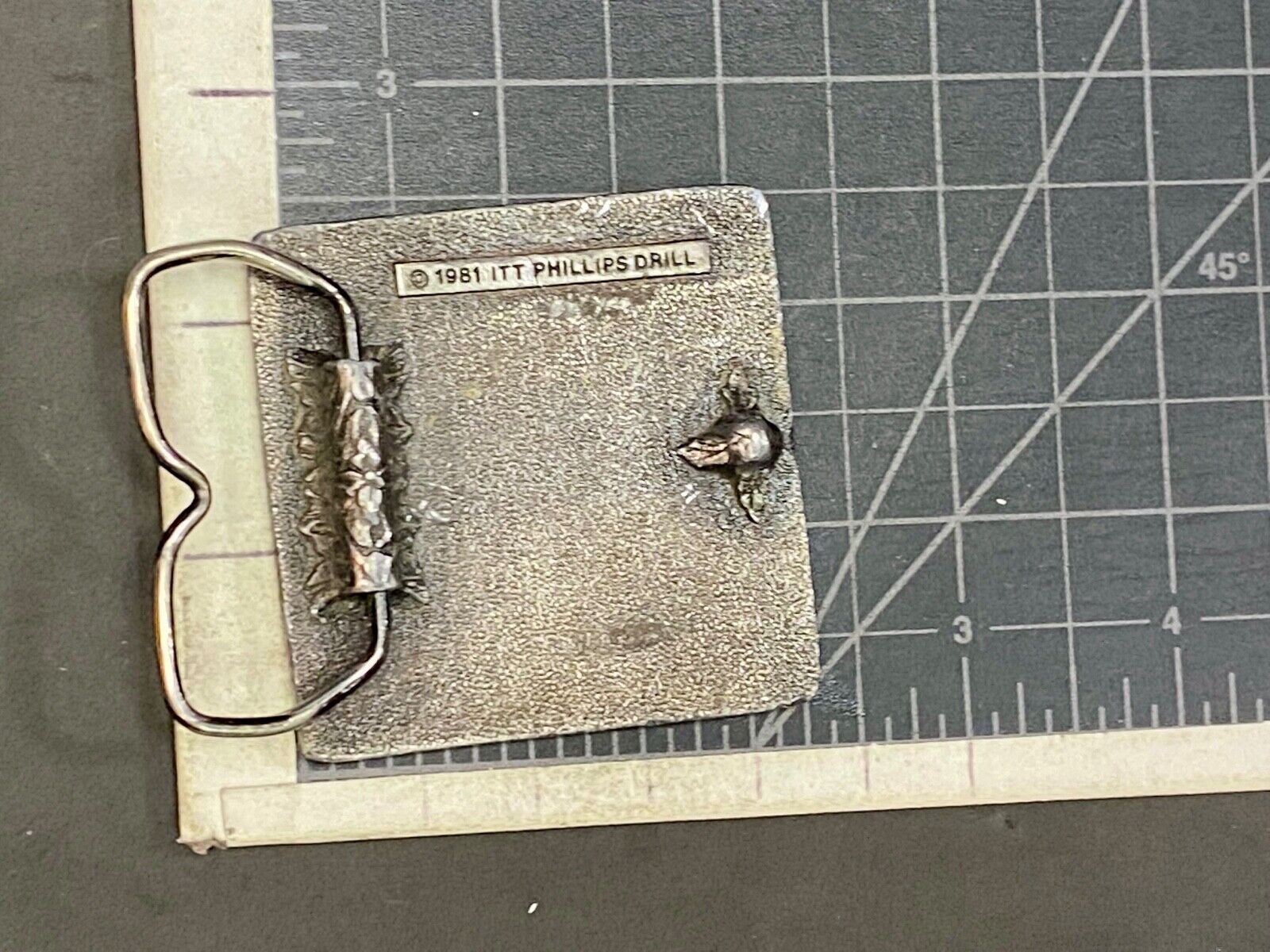 Vintage 1981 I'm A Pronto Person Itt Phillips Drill Tool Equipment Belt Buckle