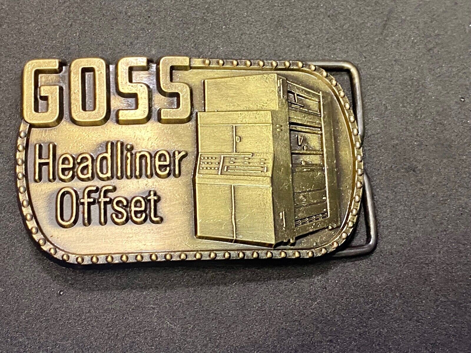 Vintage 1970S **Goss Headliner Offset** Advertisement Belt Buckle