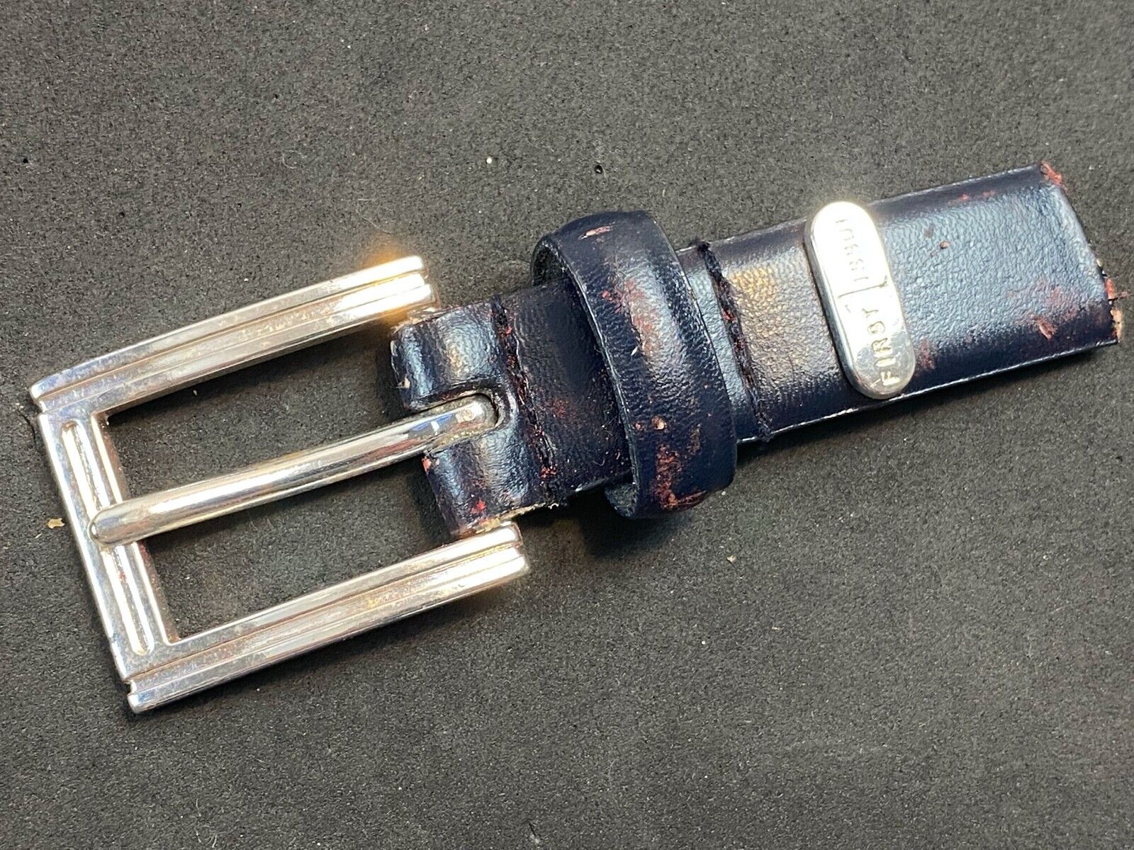 Vintage 1999 FIRST ISSUE dress silver tone belt buckle 
