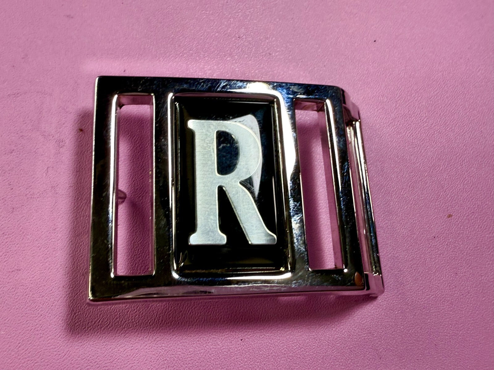 Vintage Custom Letter R Initial Monogram Belt Buckle by Avon 