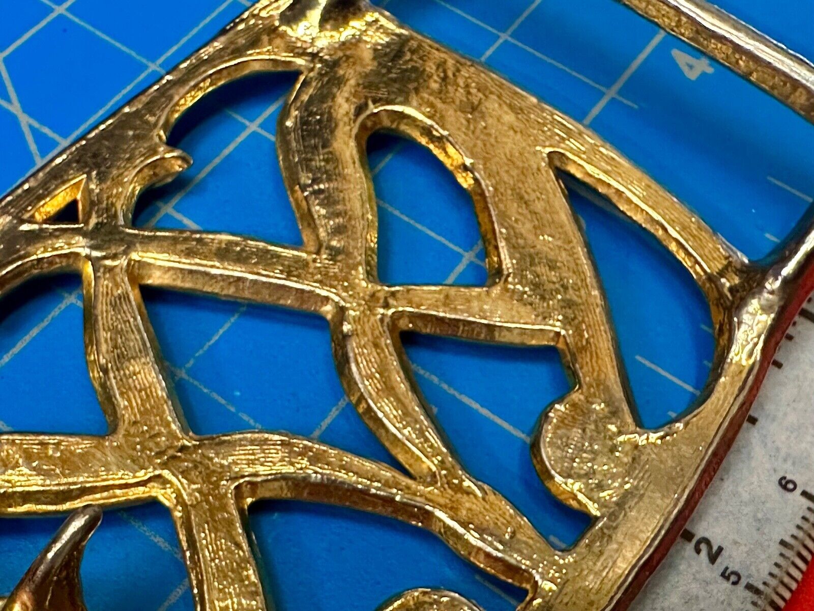 Abstract gold color Two Women touching palms  - Hippy see through belt buckle