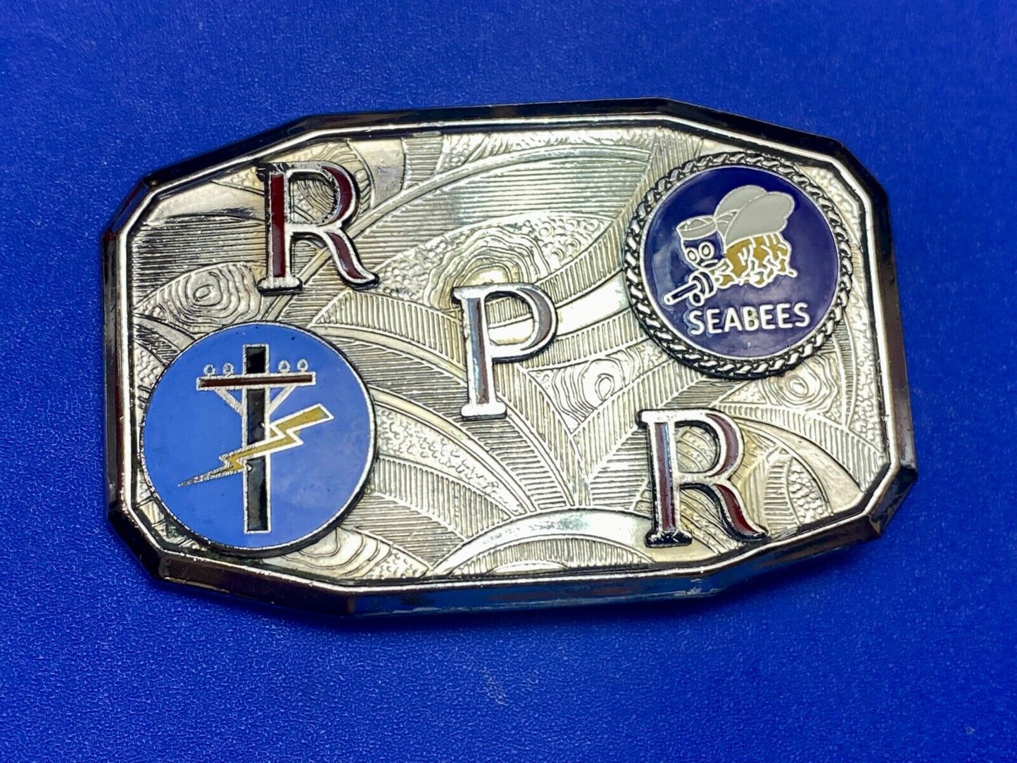 US NAVY SEABEES  Utility pole lightning strike  RPR belt buckle by Hook fast