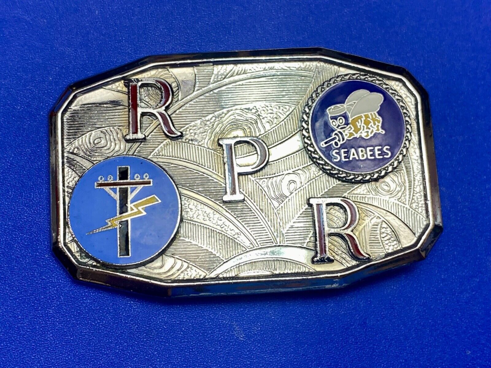 US NAVY SEABEES  Utility pole lightning strike  RPR belt buckle by Hook fast