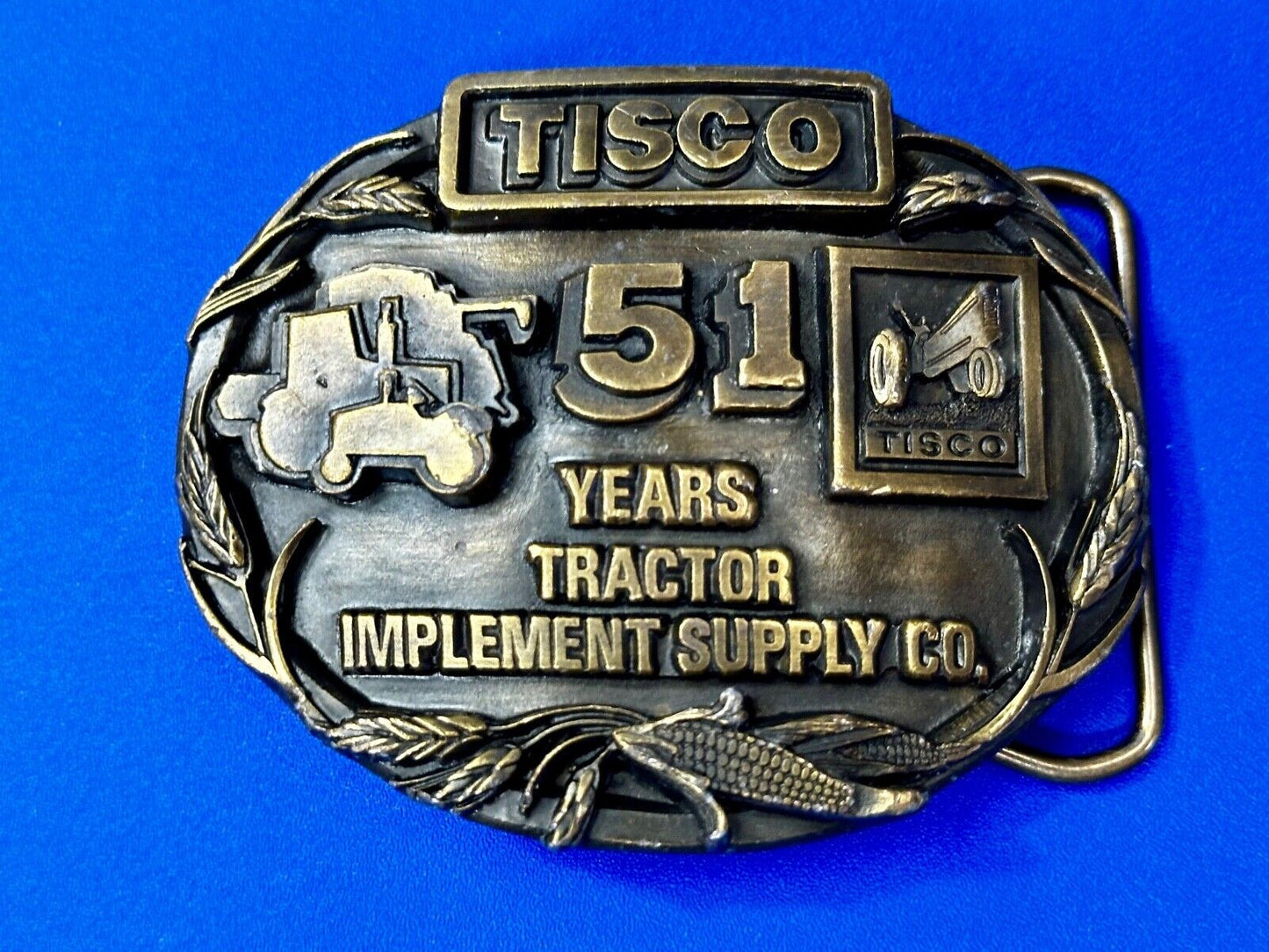 TISCO 51 Years Tractor Implement Supply Co. Belt Buckle Vintage 1987 by Siskiyou