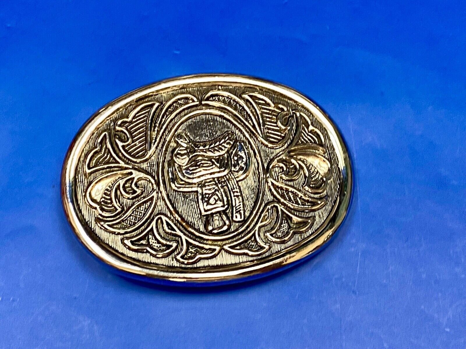 Vintage Avon Silver Tone Western Horse Saddle Cowboy Belt Buckle