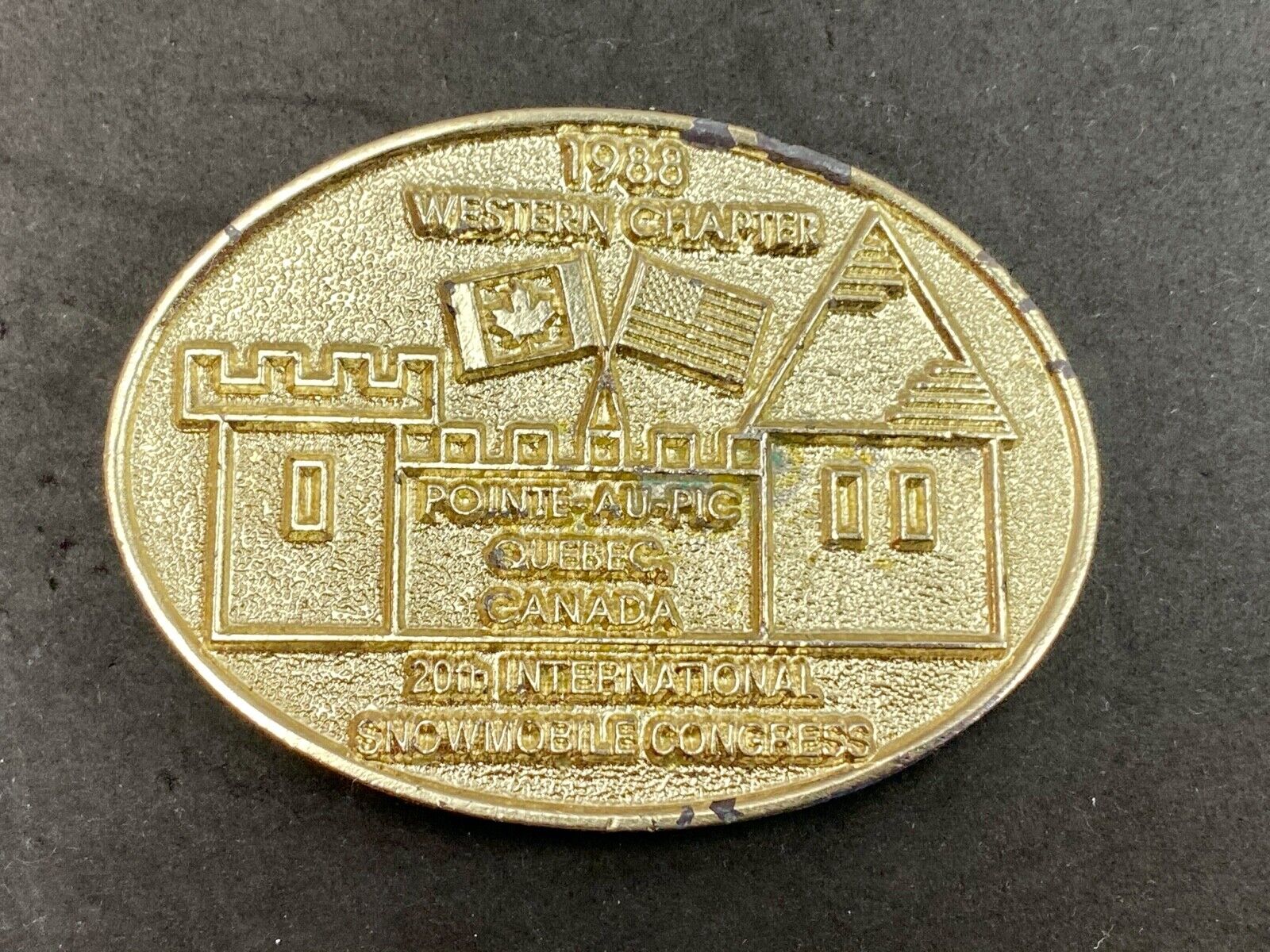Vintage 1988 Western Chapter Pointe-au-Pic  Quebec Canada belt buckle  RARE! #61