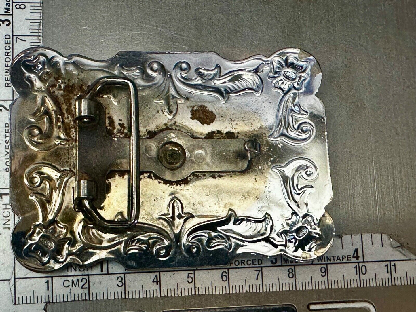 Vintage Horse Drawn Covered Wagon - two tone Belt Buckle with reflective surface