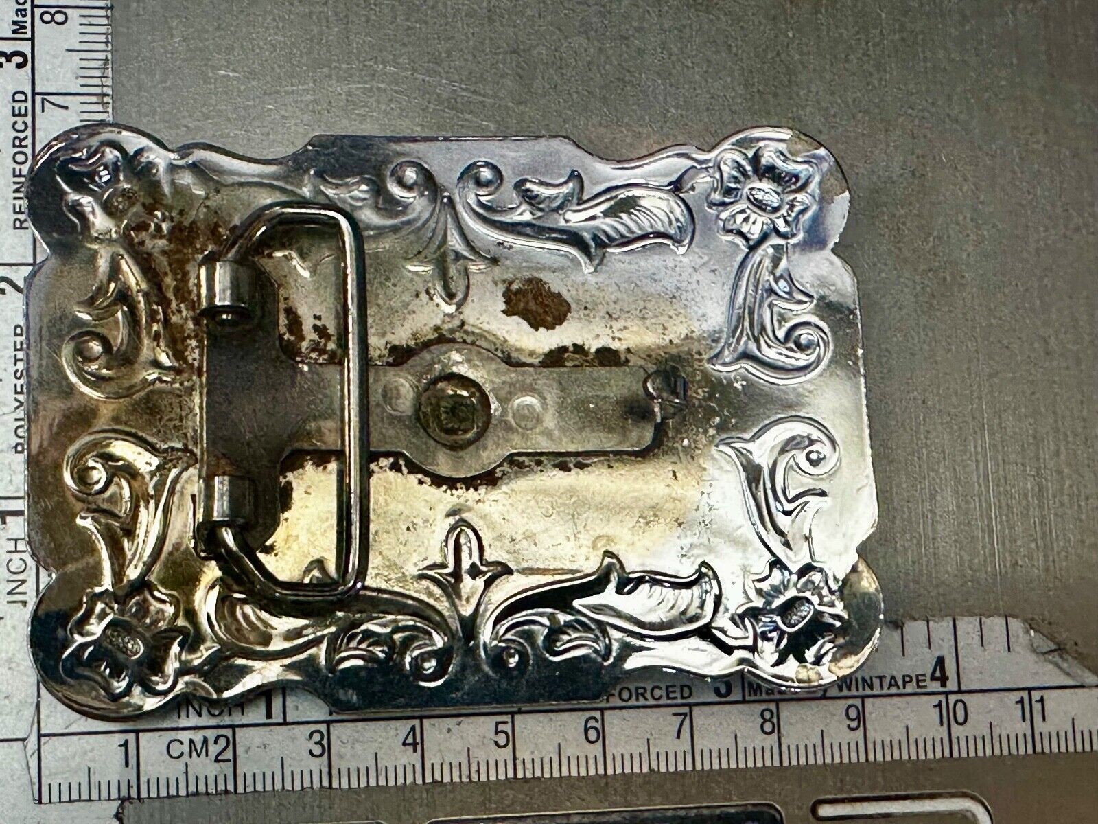Vintage Horse Drawn Covered Wagon - two tone Belt Buckle with reflective surface