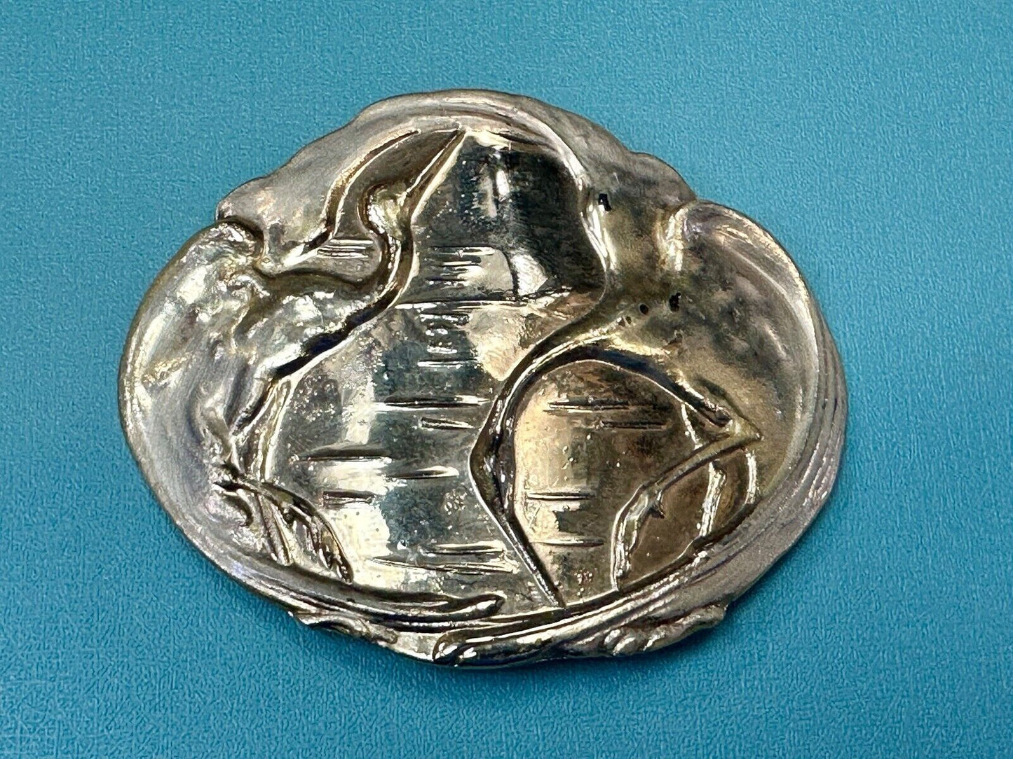80s Charmant Swan Crane Bird Duck Abstract Gold & Yellow belt buckle