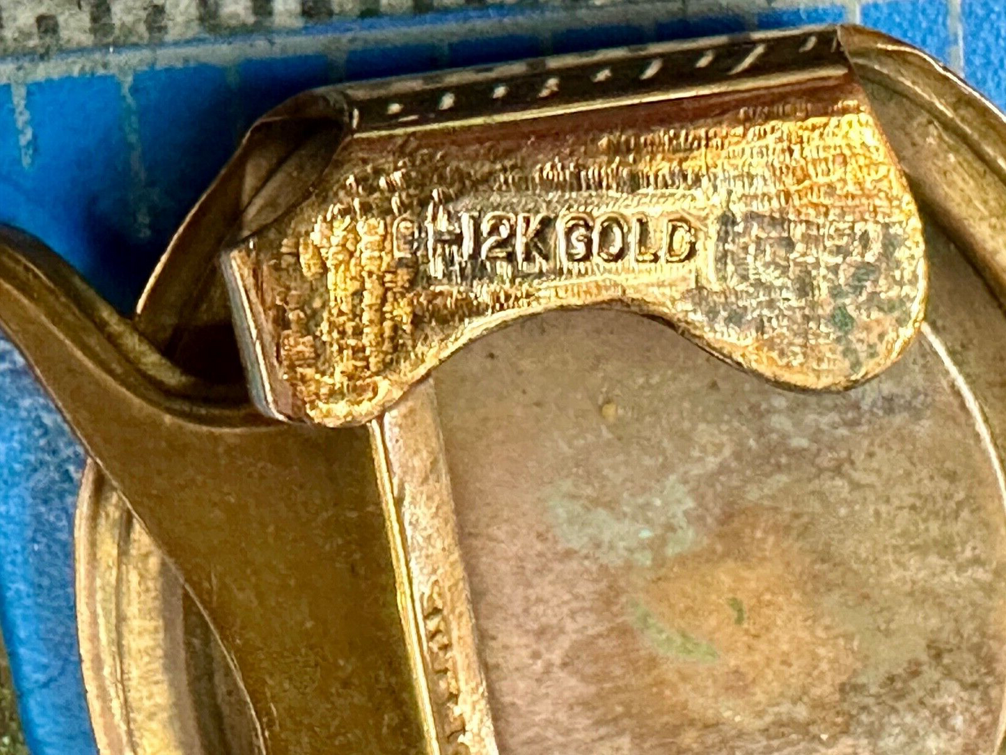 Art Deco gold filled 1/20 over plate Belt Buckle ready to engrave initial letter