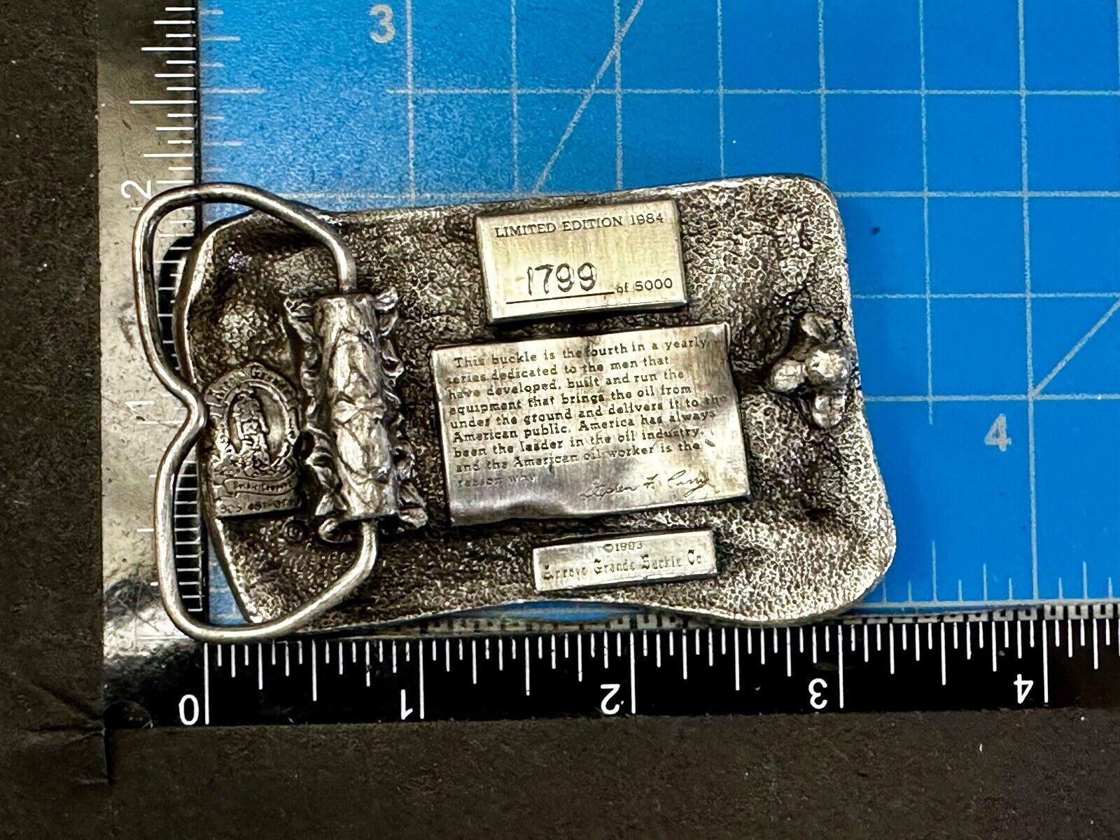 American Oil Worker 1984 Commemorative Arroyo Grande Belt Buckle