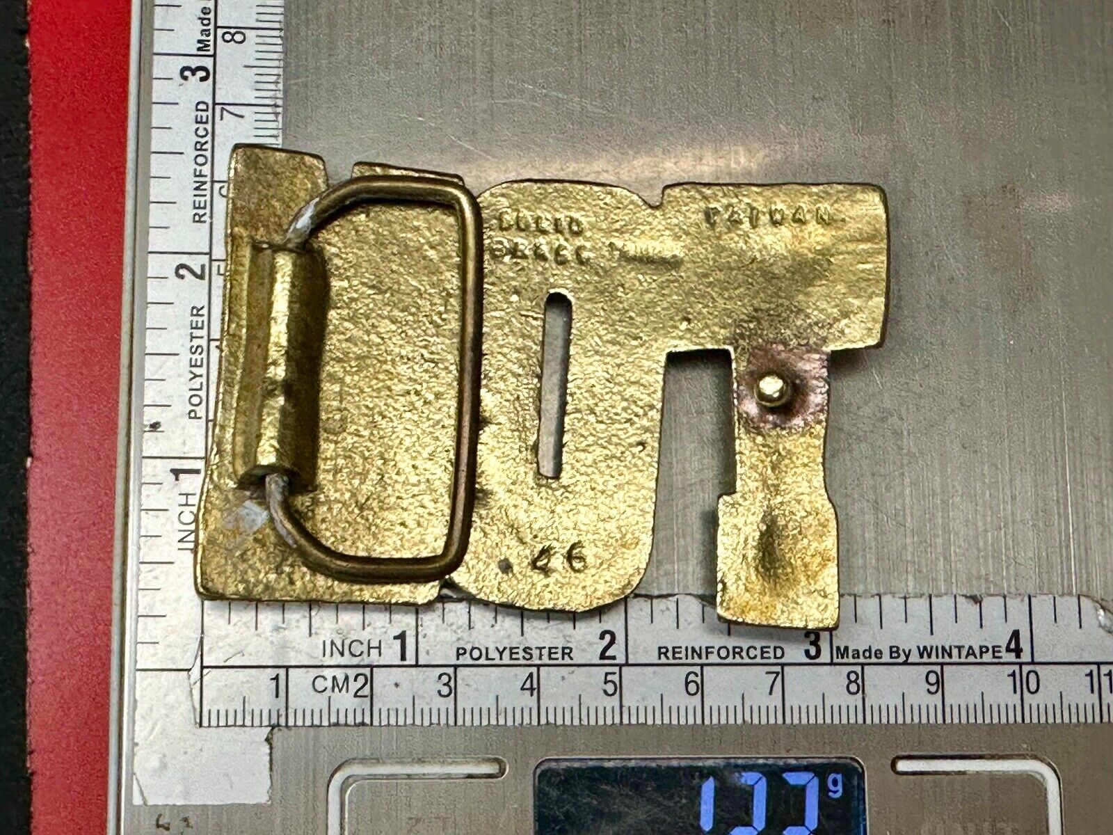 TOM Custom Name in cutout block letters solid brass belt buckle - Taiwan ROC