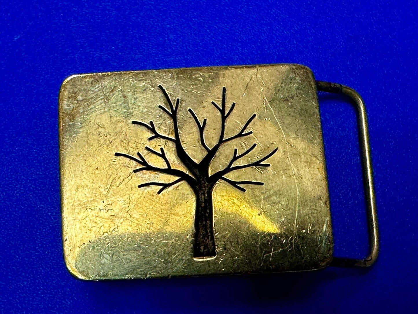Tree of Life Inlaid Gold Tone Hippy Vibe Vintage SMALL Artisan Belt Buckle