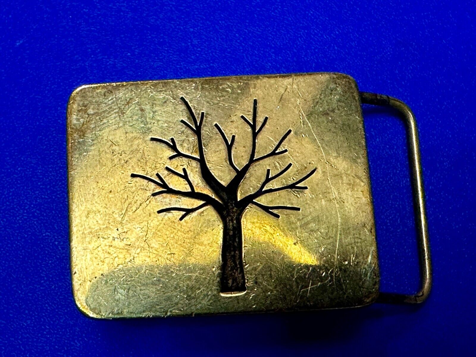 Tree of Life Inlaid Gold Tone Hippy Vibe Vintage SMALL Artisan Belt Buckle
