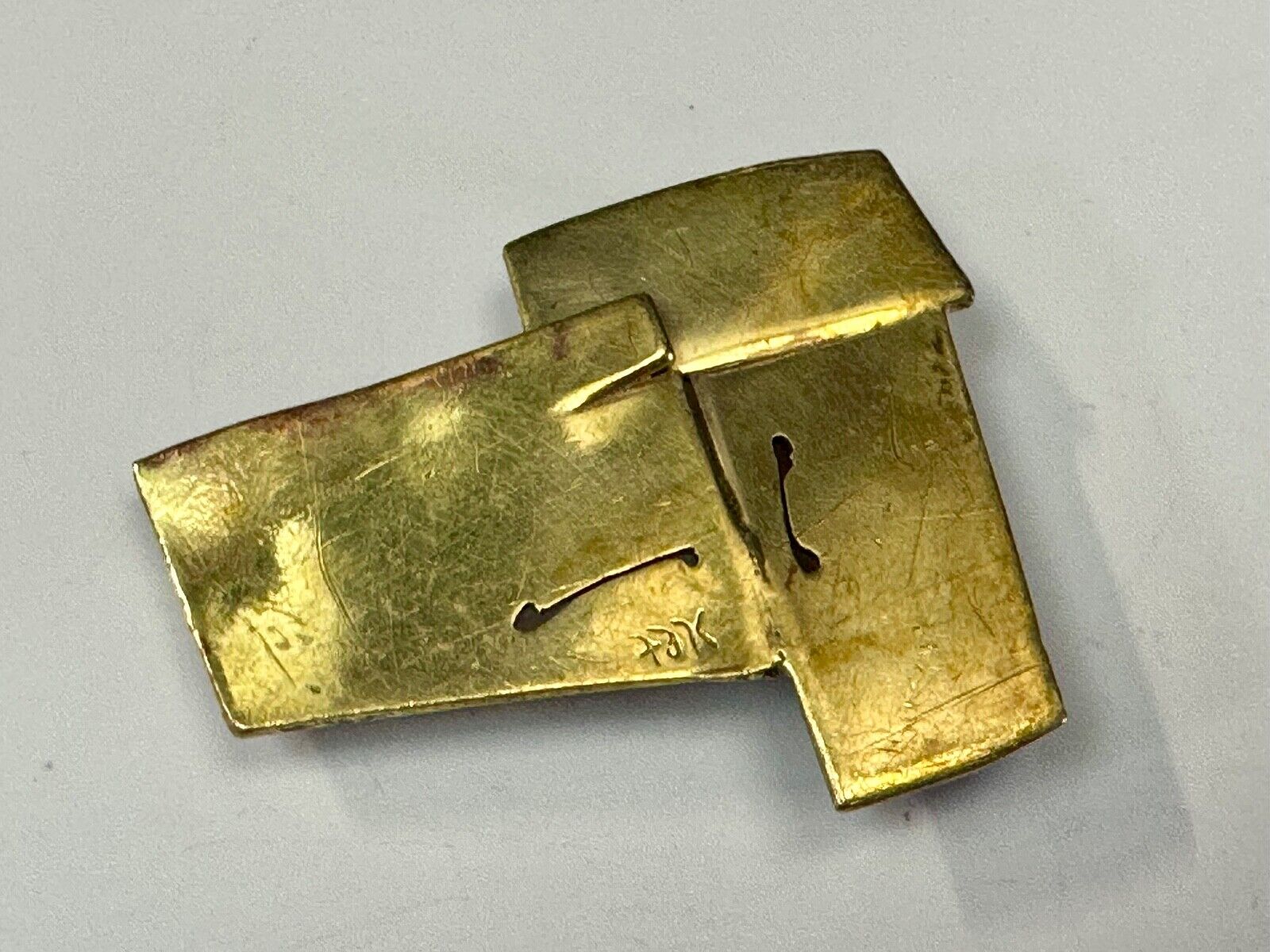 Artisan Brass Abstract Crumpled Paper Art Hippy Belt Buckle