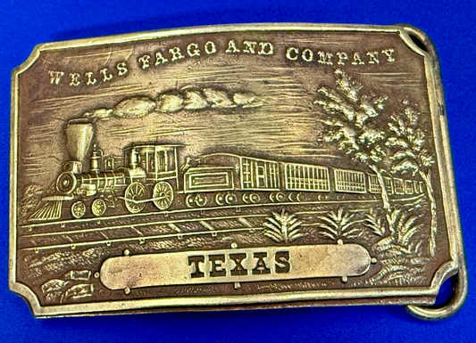 TEXAS Railroad Train Engine TIFFANY NY Wells Fargo & Company Belt Buckle