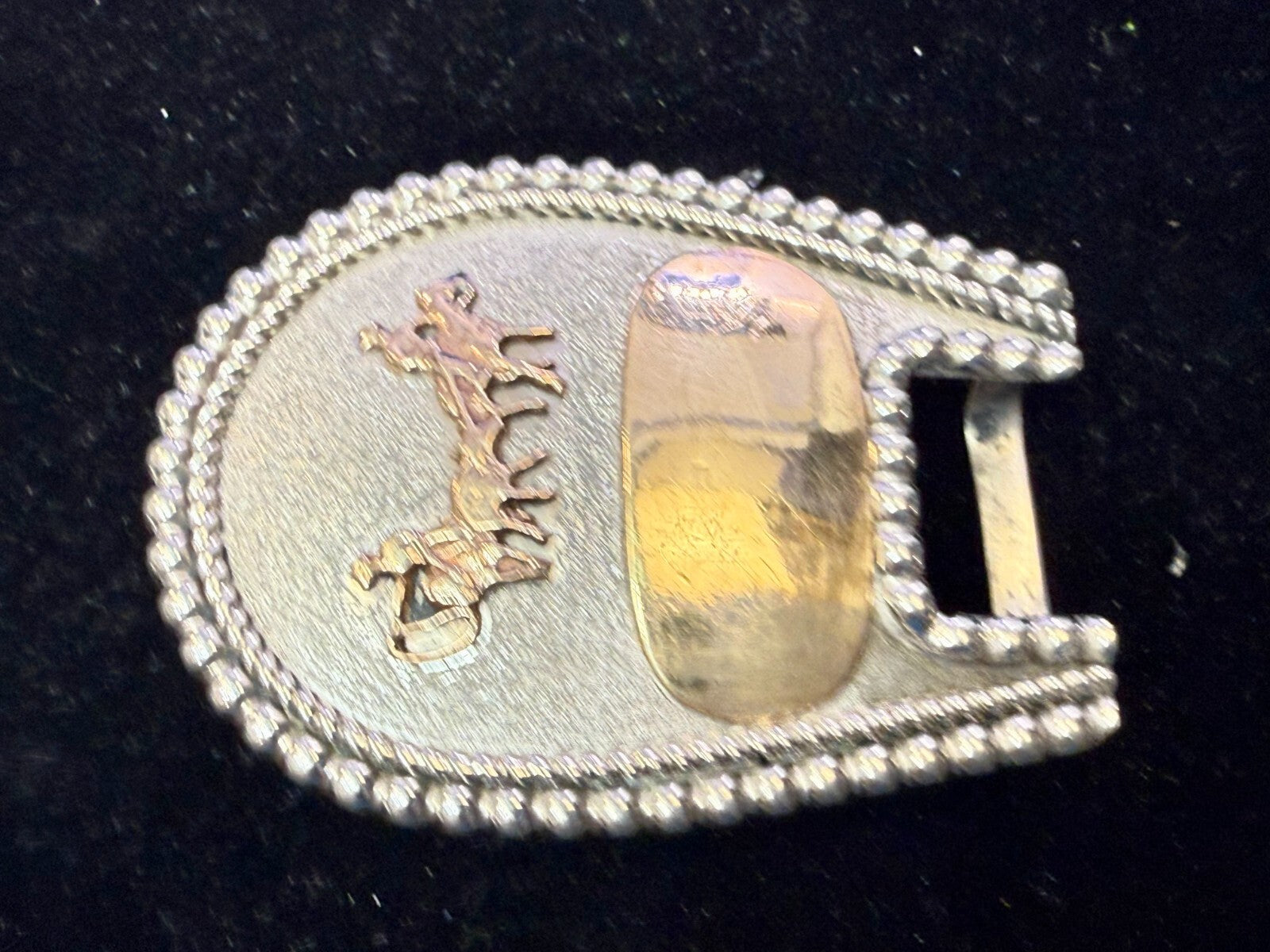 Vintage Cattle Drive Cowboy Horse Back Riding Trailing Pack Mule Belt Buckle