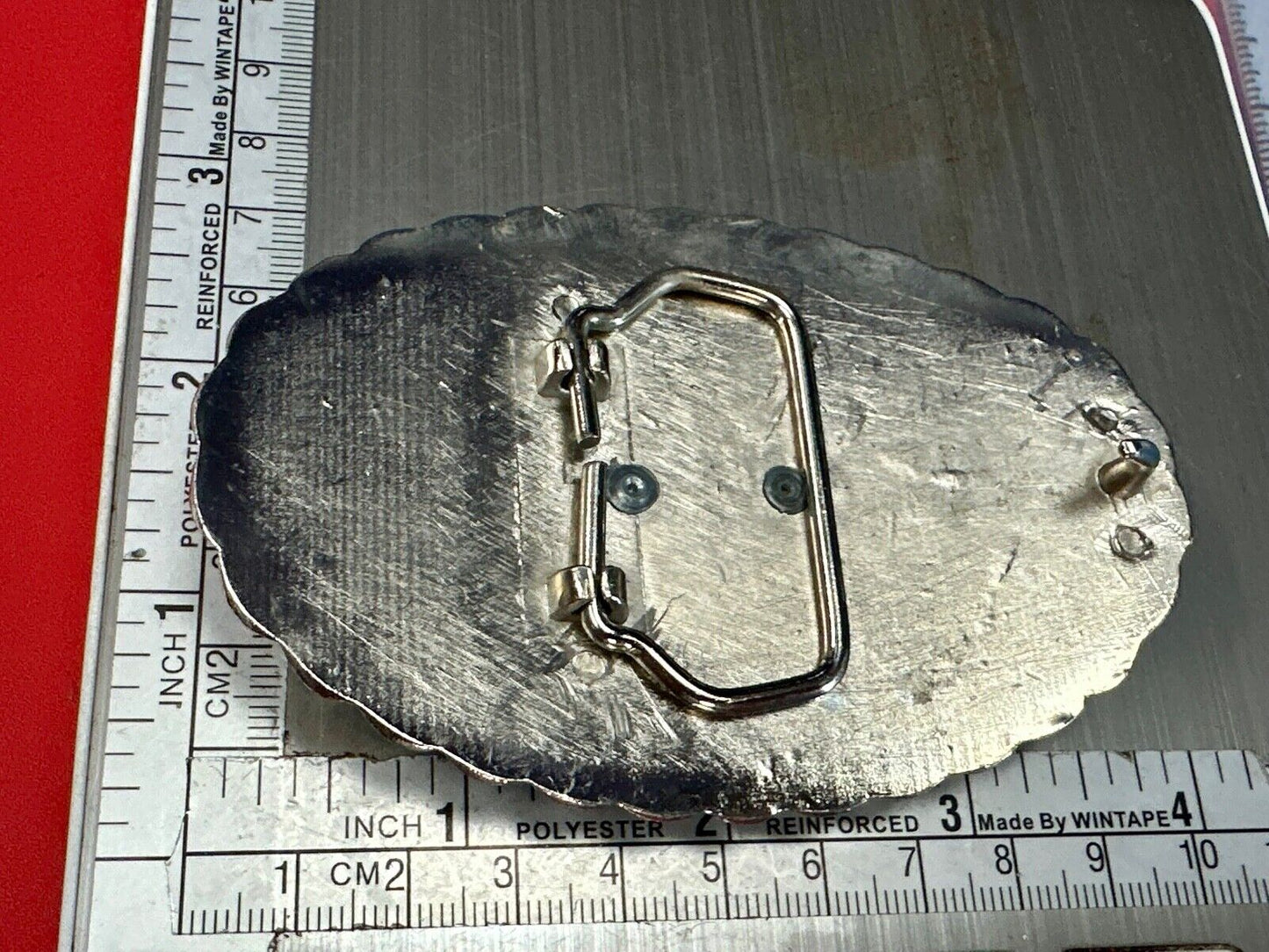 Unique! Cowboy boot and Fence Log - ornate western oval belt buckle