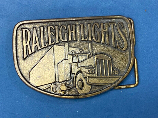 Vintage 80'S? Raleigh Lights Belt Buckle Cigarette Advertising Trucker 