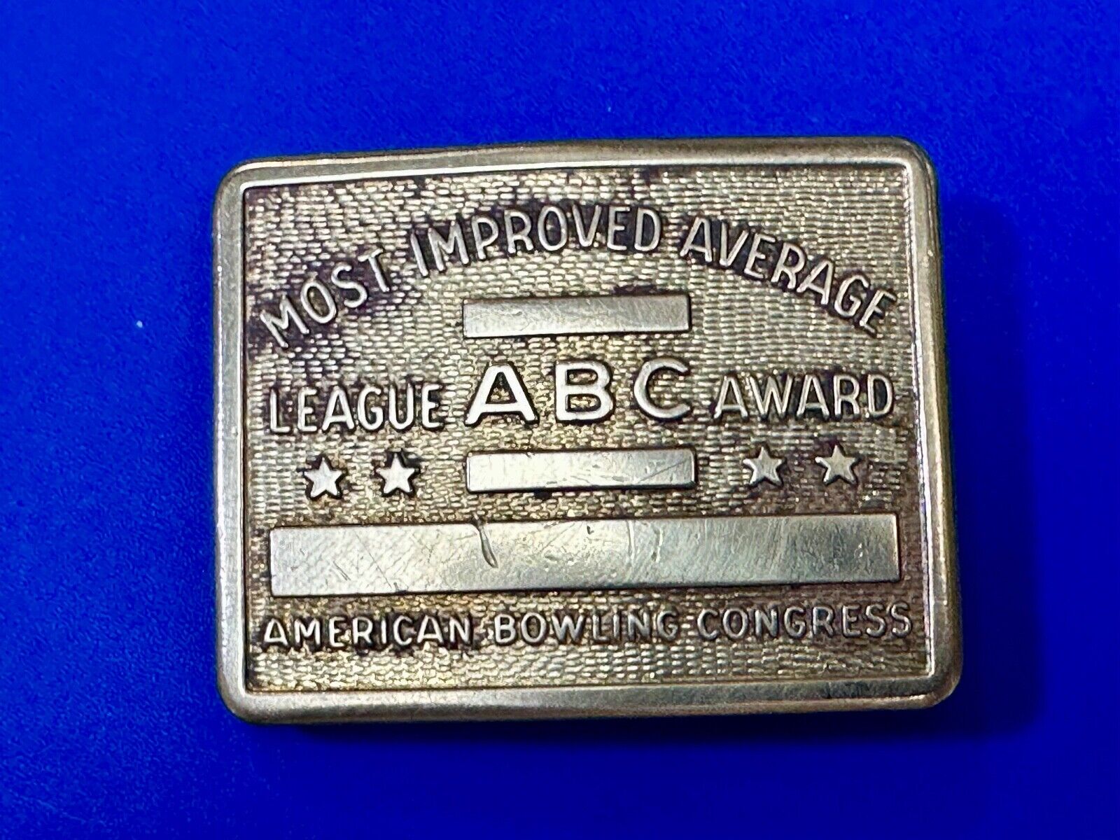 American Bowling Congress BLANK ENGRAVABLE Belt Buckle  Most Improved Average