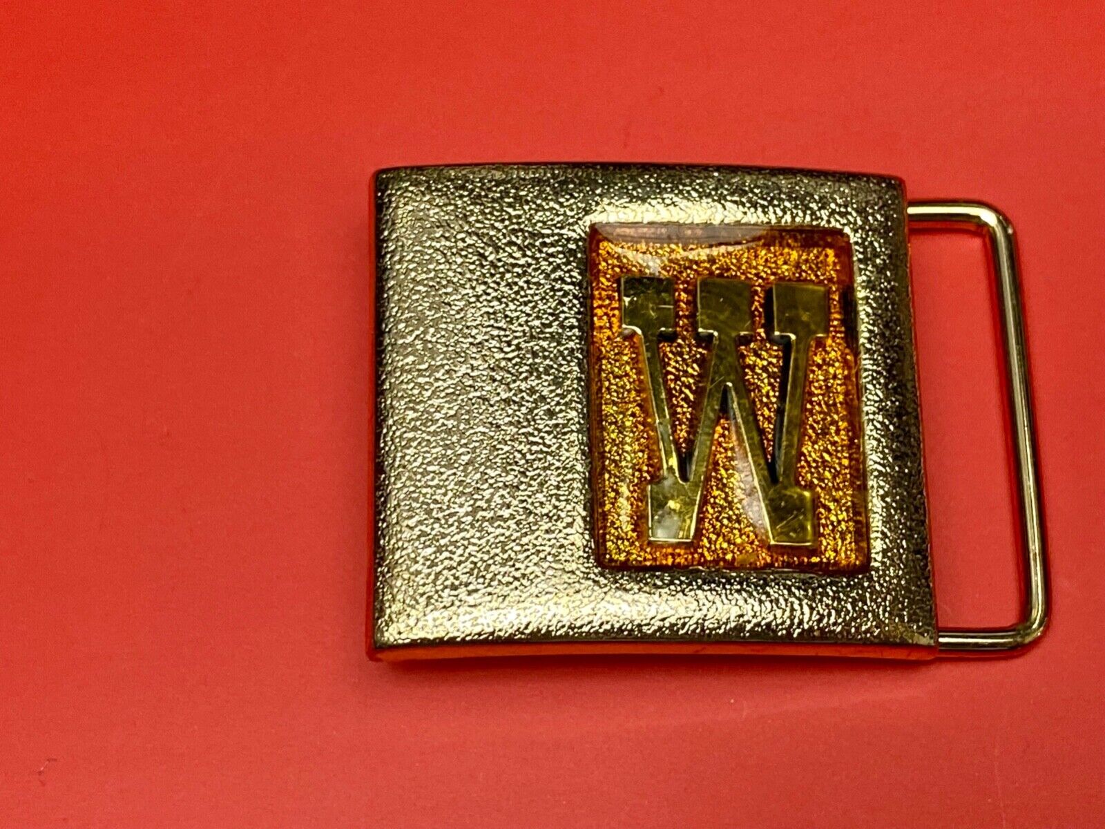 Vintage Lee Belt Buckle Monogrammed W Initial Letter Goldtone NY USA 1970s