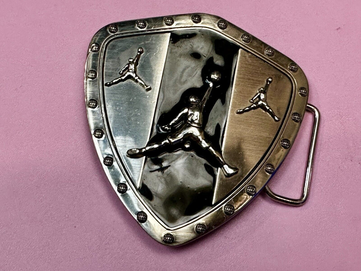Basketball Iconic Dunk Basket Jump Shot Silver & Black Color Belt Buckle