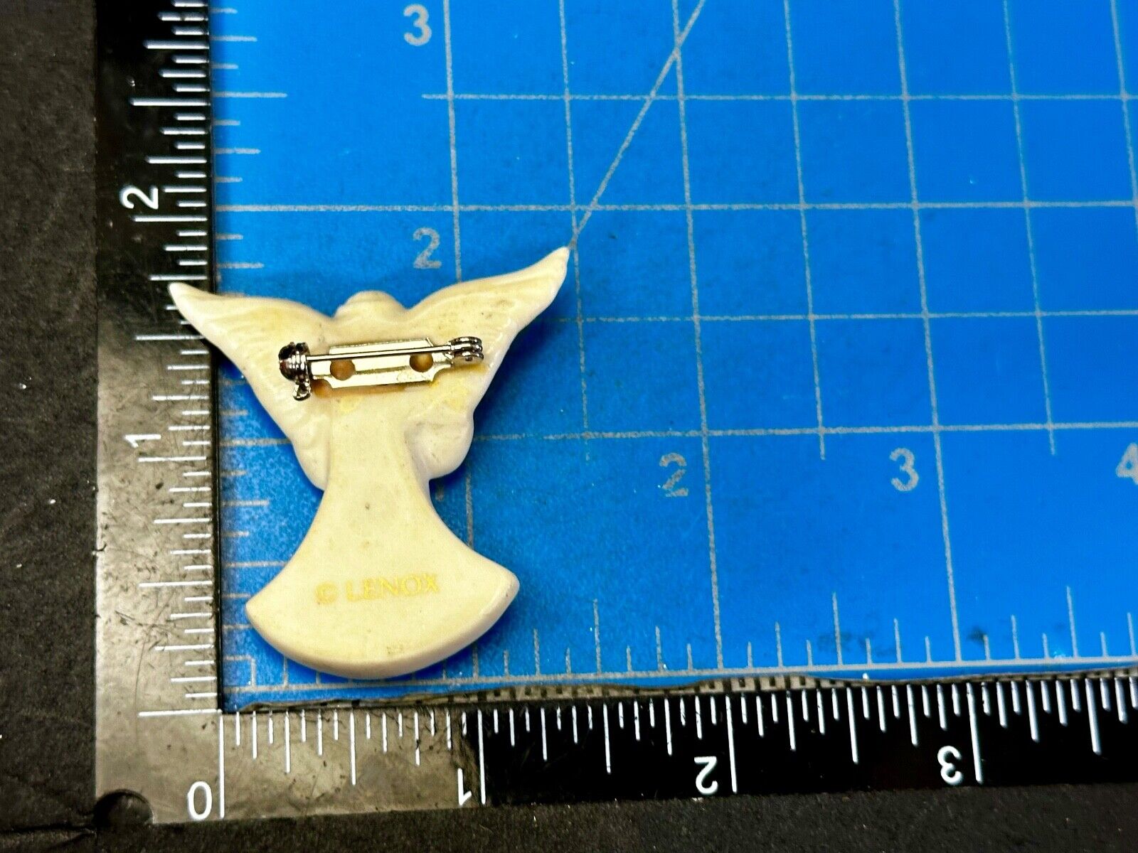 Vintage Lenox White Porcelain Angel Holding Gold Star Brooch Pin