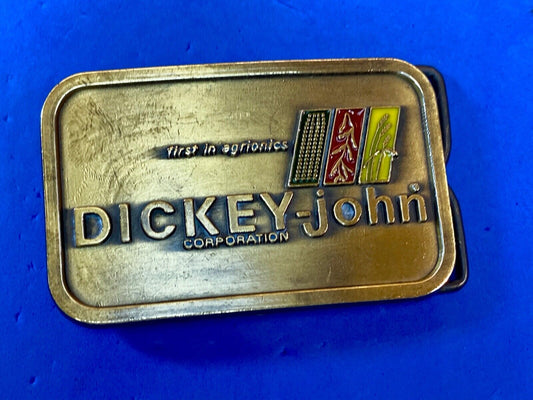 Vintage Agrionics Dickey-John Corporation Farming Agriculture Belt Buckle