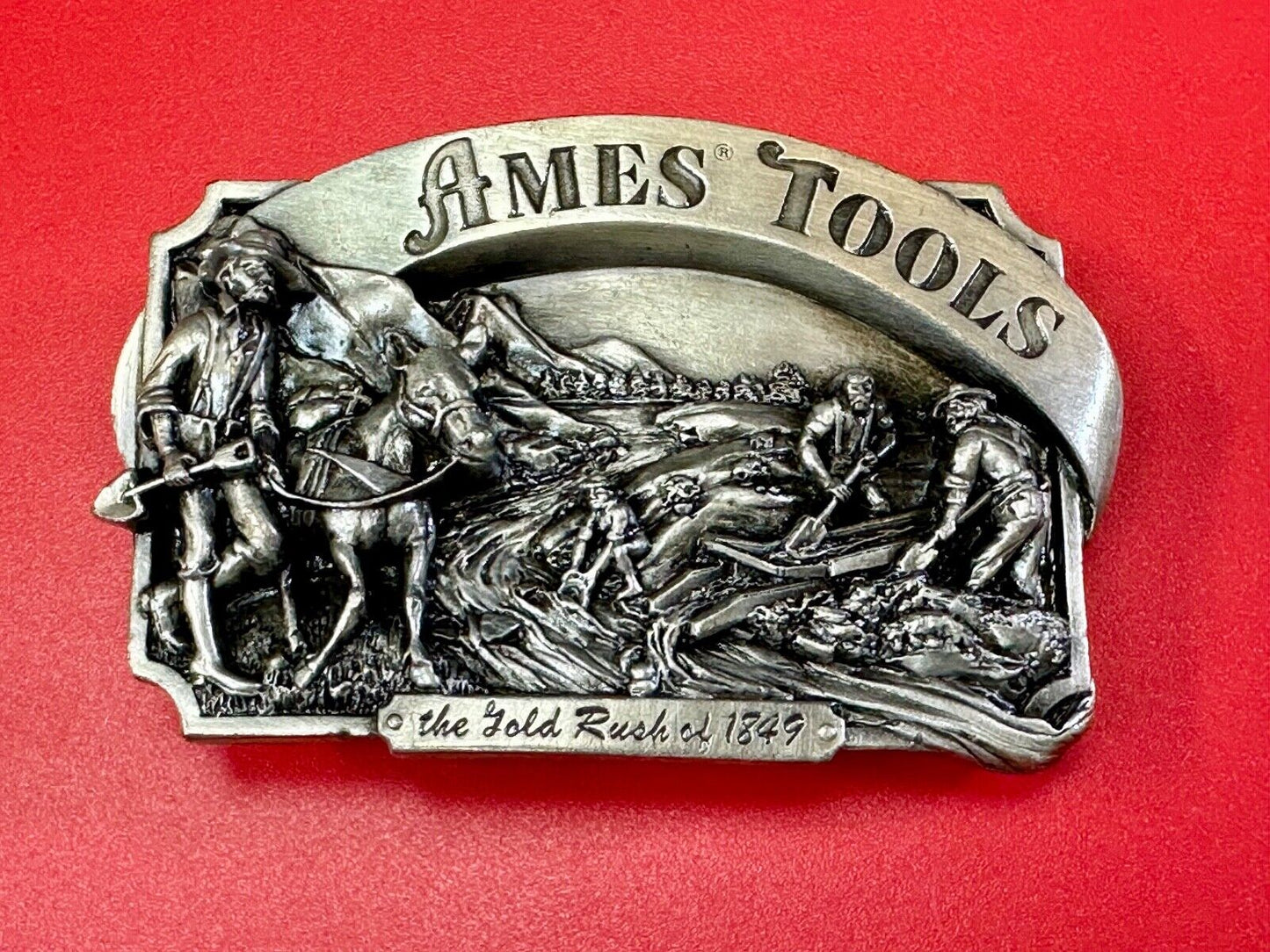 AMES TOOLS - Gold rush of 1849 Siskiyou 1985 Belt Buckle Lawn and garden supply