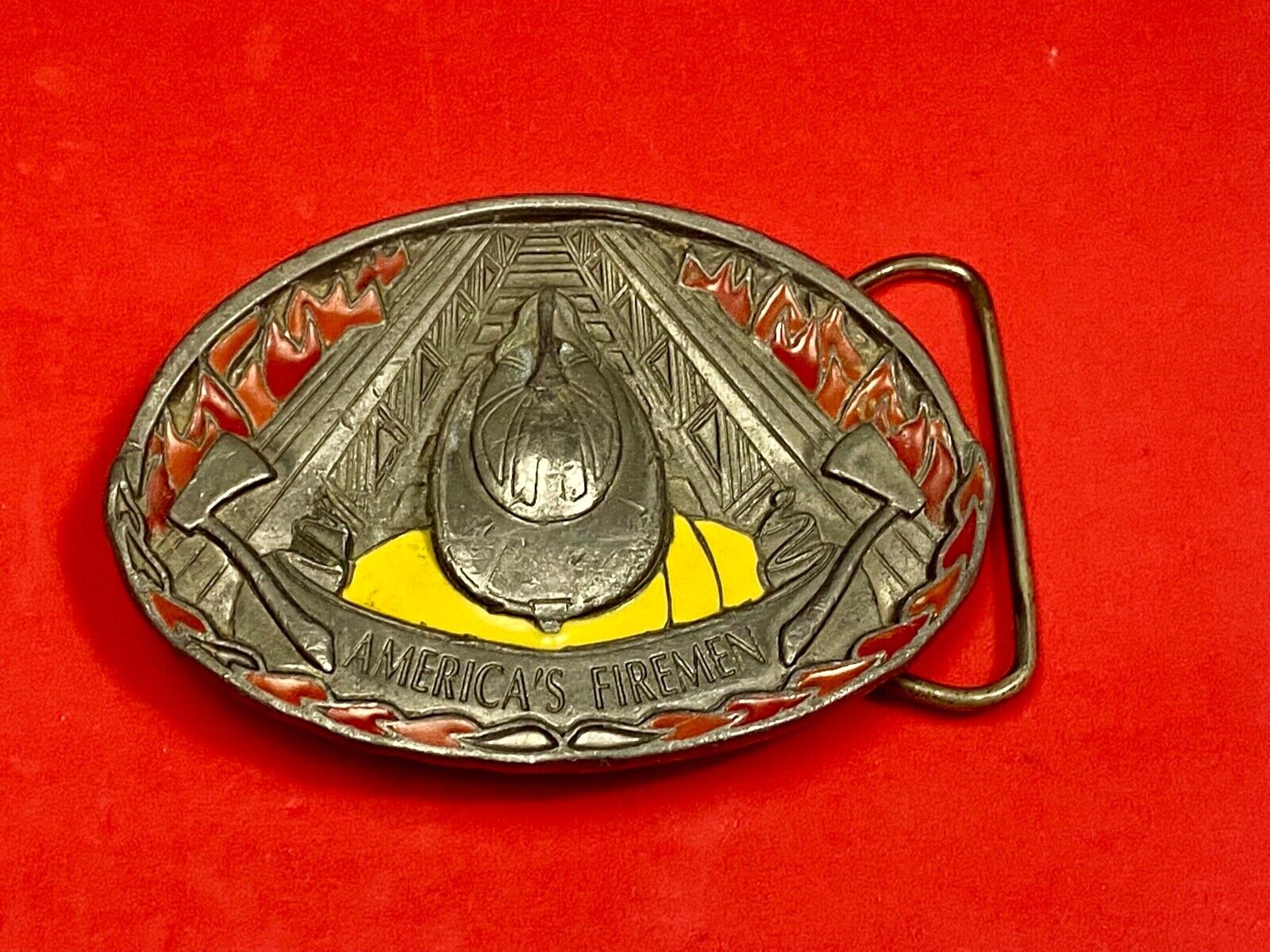 Americas Fireman Fire Department C+J Vintage Commemorative Belt Buckle