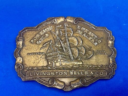 V-36 Livingston Wells & Co Foreign Domestic Gold Sailing Belt Buckle - Bergamot 