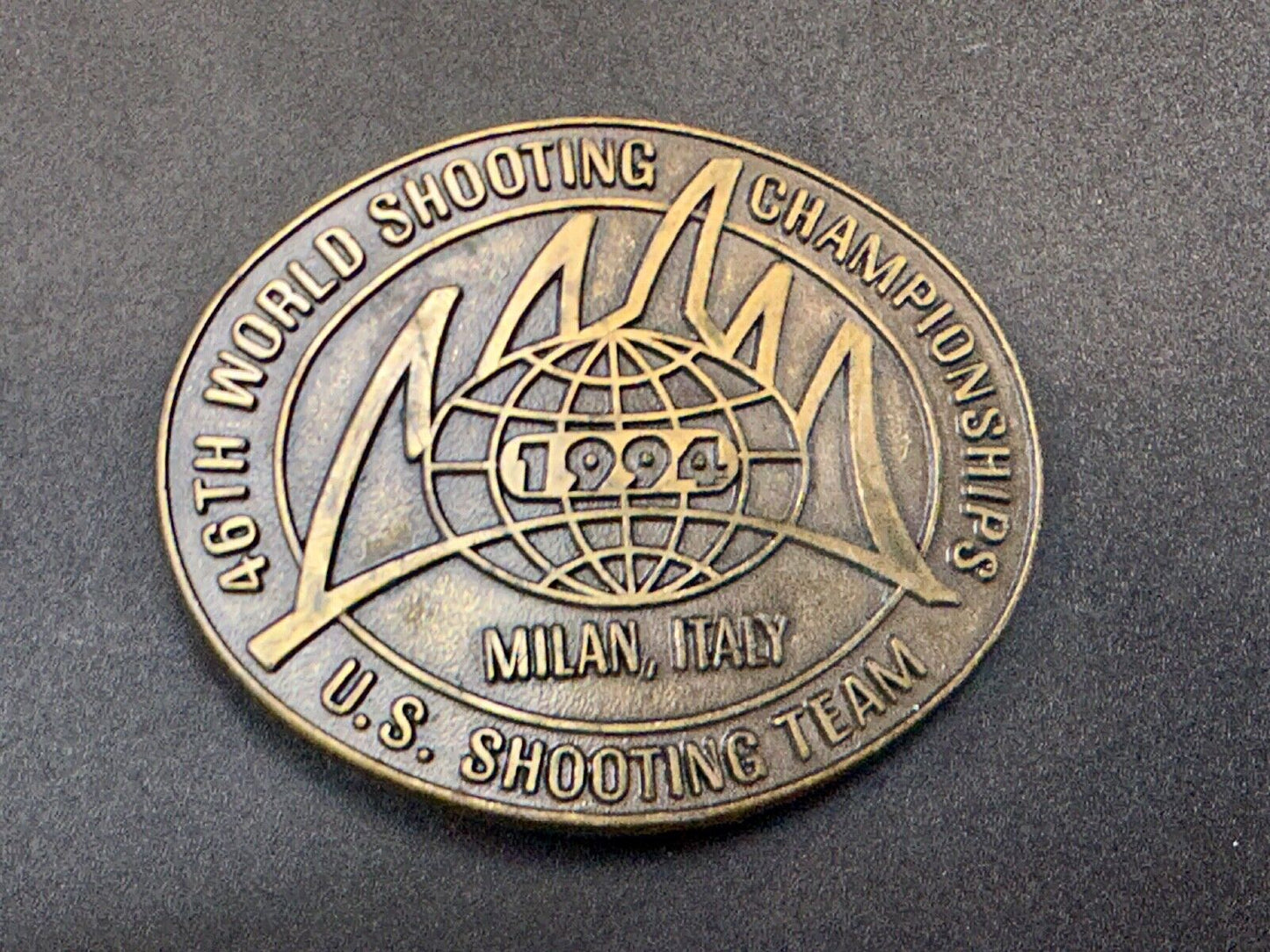 46th Wold Shooting Championships  Milan Italy USA shooting team belt buckle