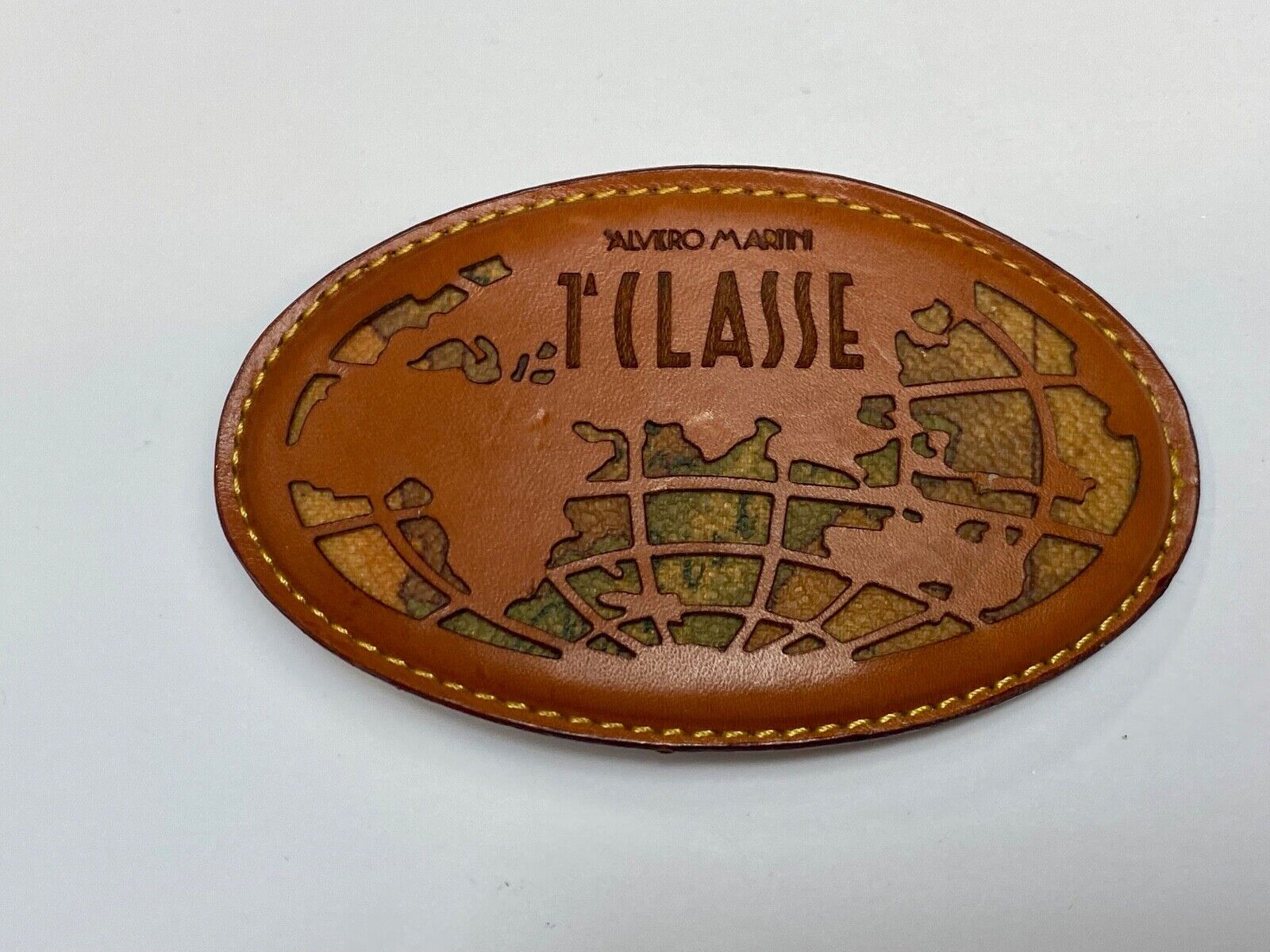 TILASSE Alviero Martini Leather Oval Snake Skin inlaid Belt Buckle made in Italy