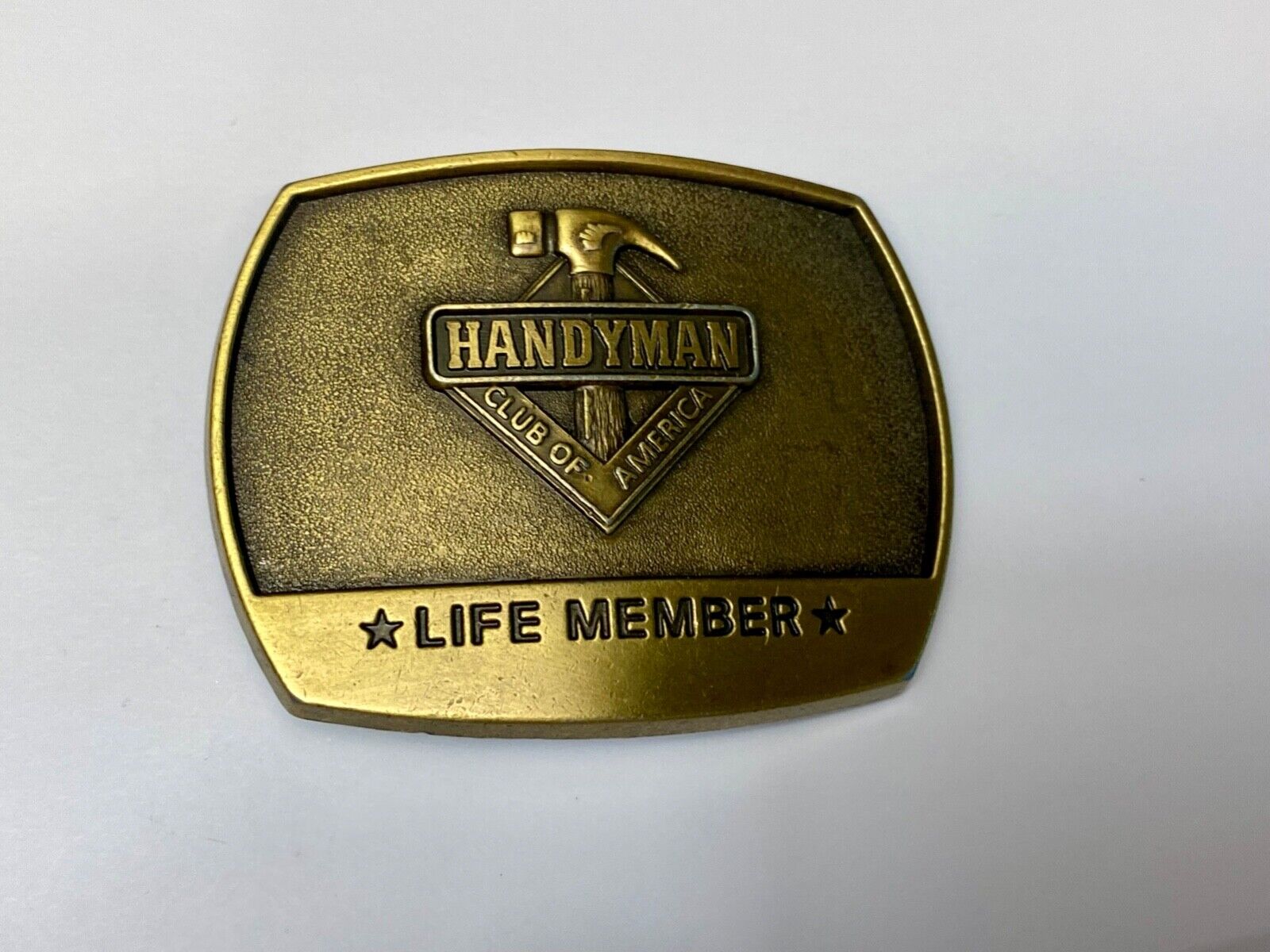 vintage handyman club of America Hammer Ruler- life member belt buckle