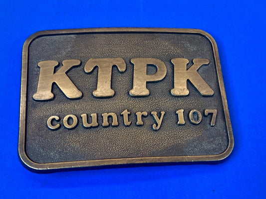 Vintage KTPK Country Music Radio Station Advertising Brass plated Belt Buckle 
