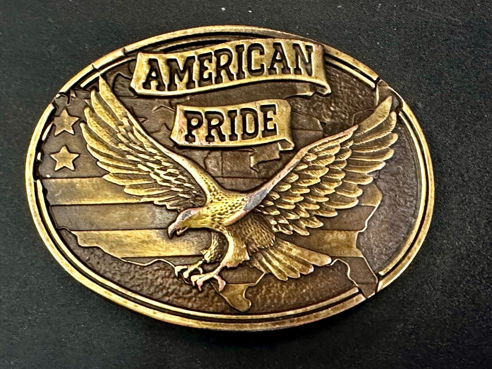 American Pride USA Flag Patriotic Bald Eagle United States Oval Belt Buckle